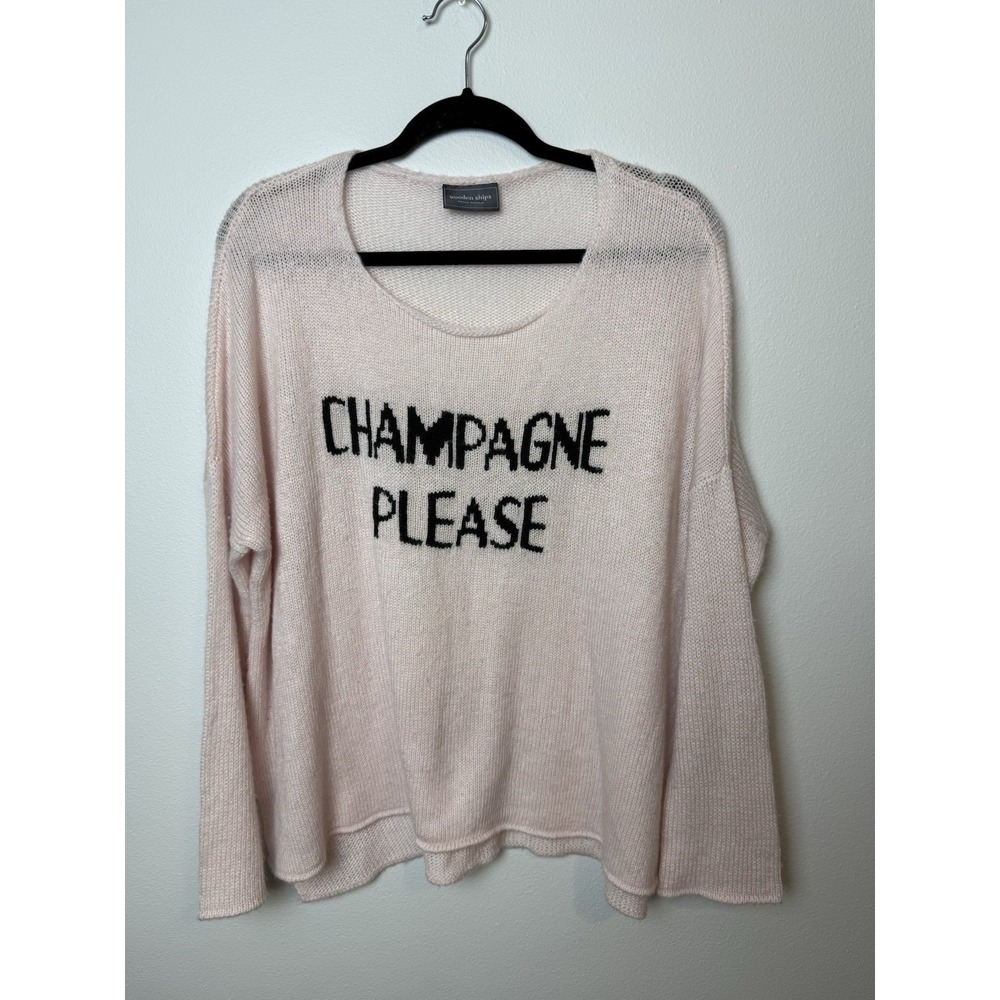 Wooden‎ Ships Champagne Please Sweater Size M/L Blush Pink Long Sleeve Oversized
